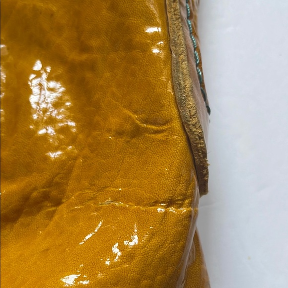 49 Square Miles Vibrant Yellow Leather Shoulder Bag with Glossy Finish - Picture 5 of 13